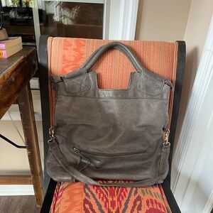 Foley + Corinna Leather Shoulder Tote Bag in Dark Grey